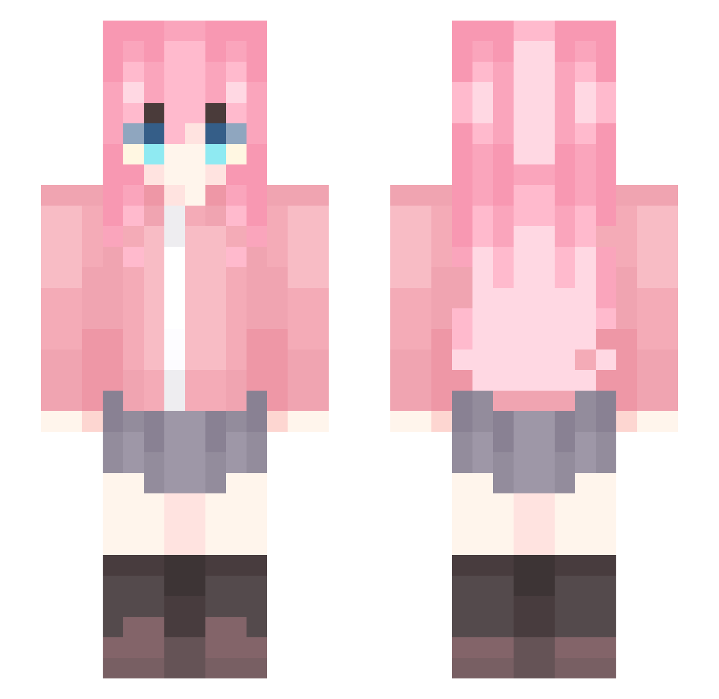juubb Minecraft skin, front and back view