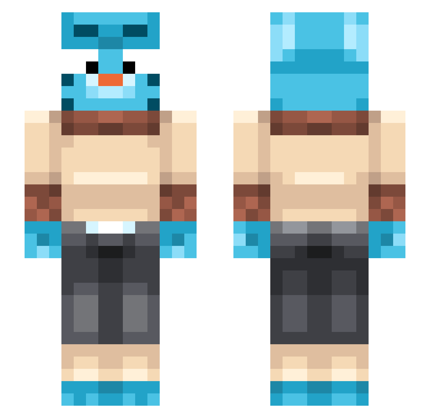 SirLumafly Minecraft skin, front and back view