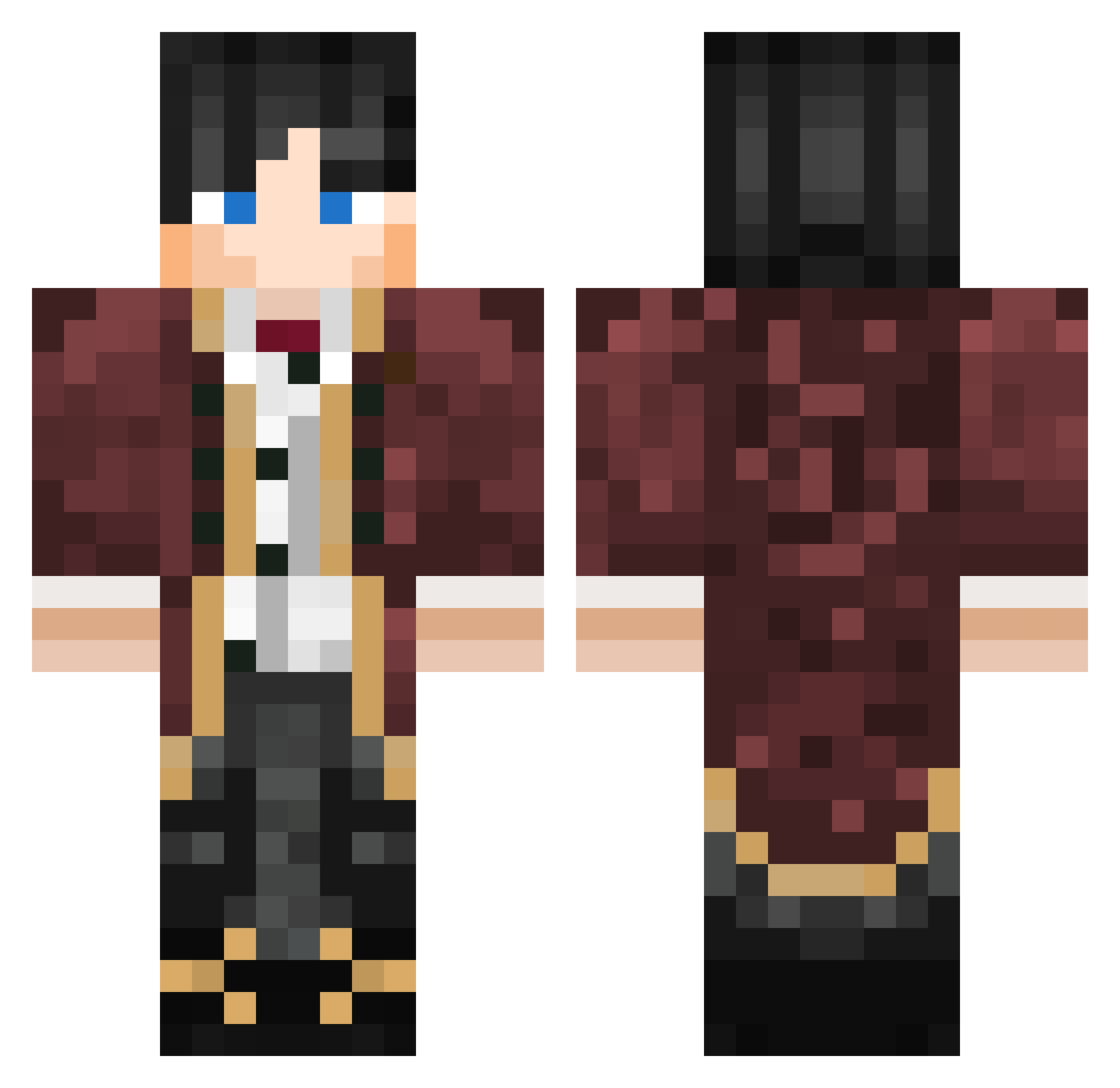 Terrabyting Minecraft skin, front and back view