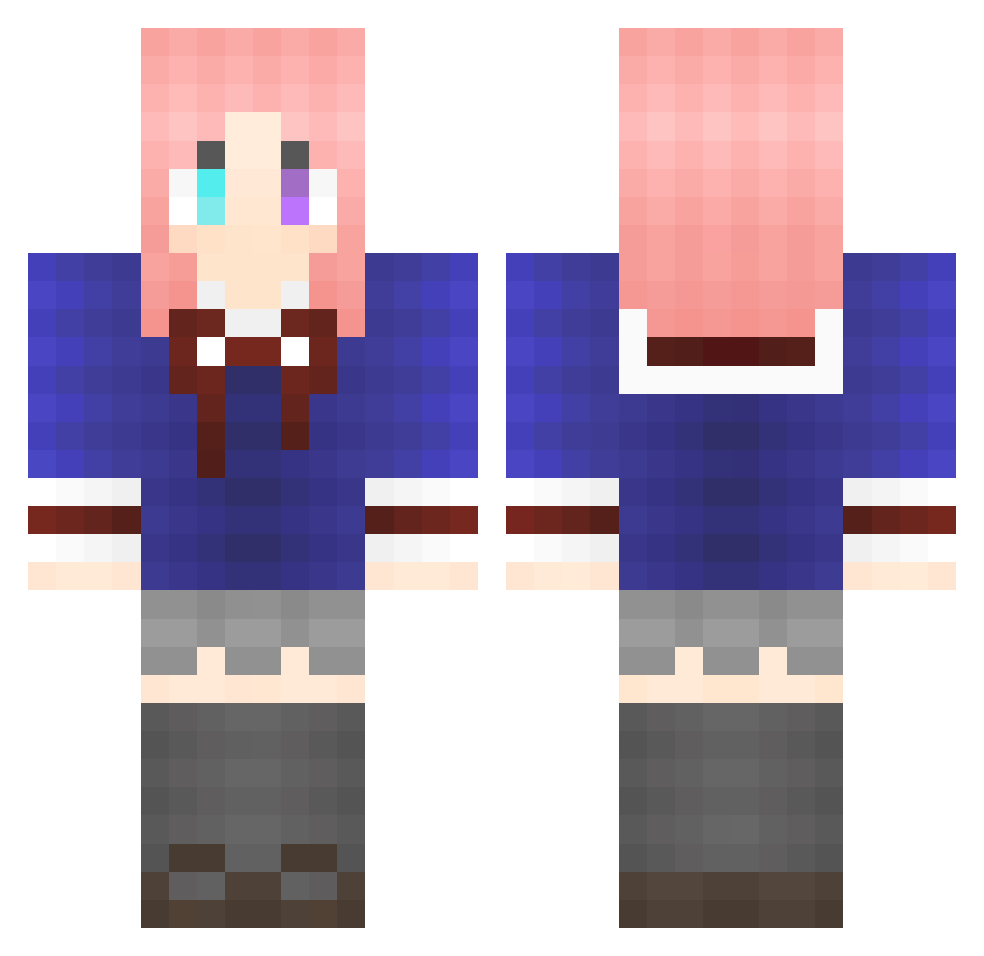 Vyrun Minecraft skin, front and back view