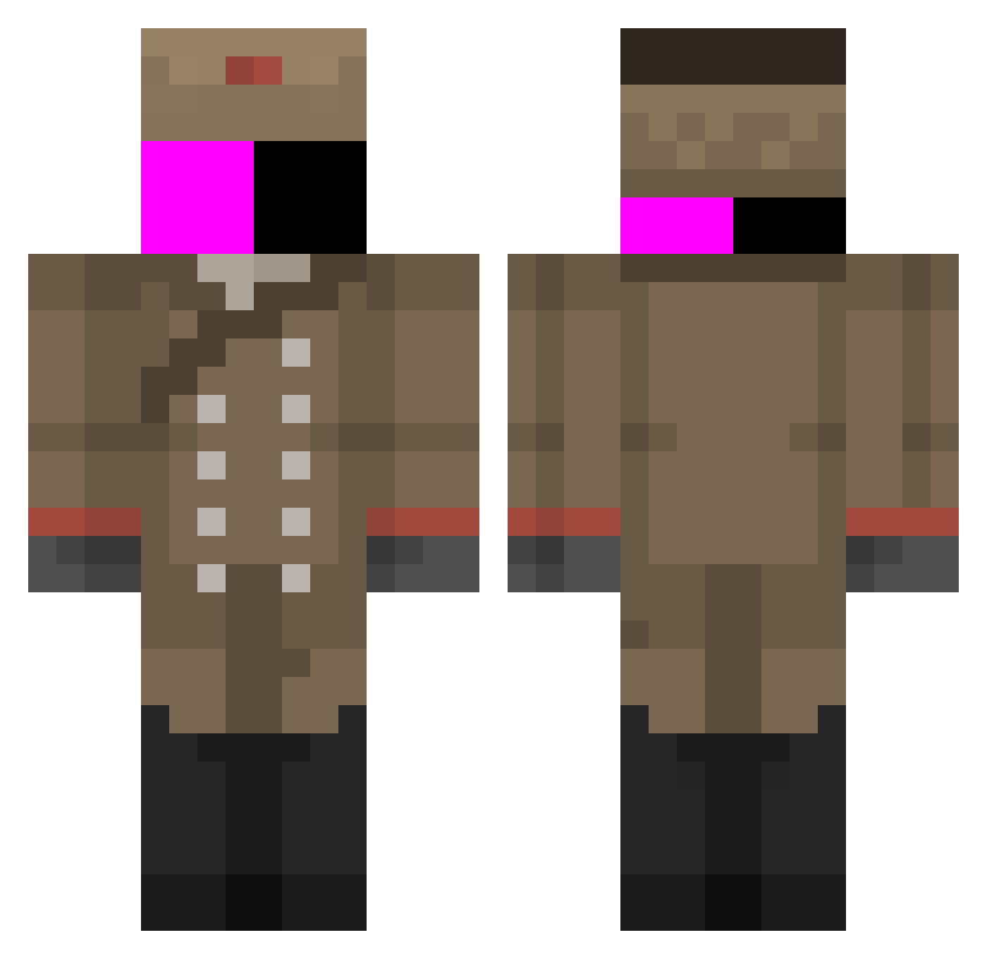 Corrupte3d Minecraft skin, front and back view
