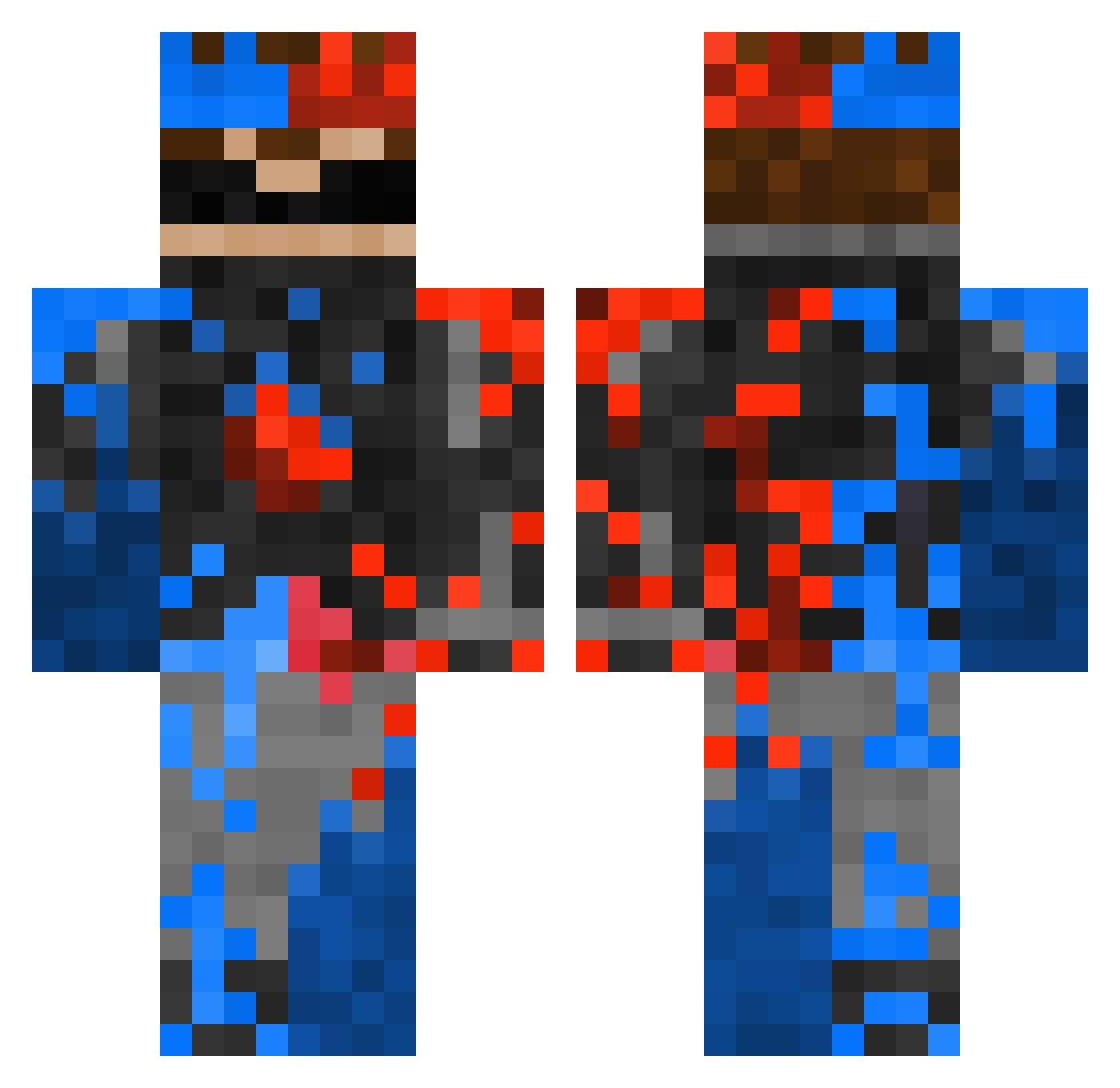 Elsquared Minecraft skin, front and back view
