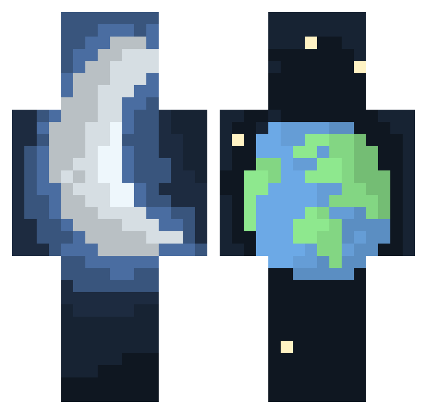 Coinbase Minecraft skin, front and back view