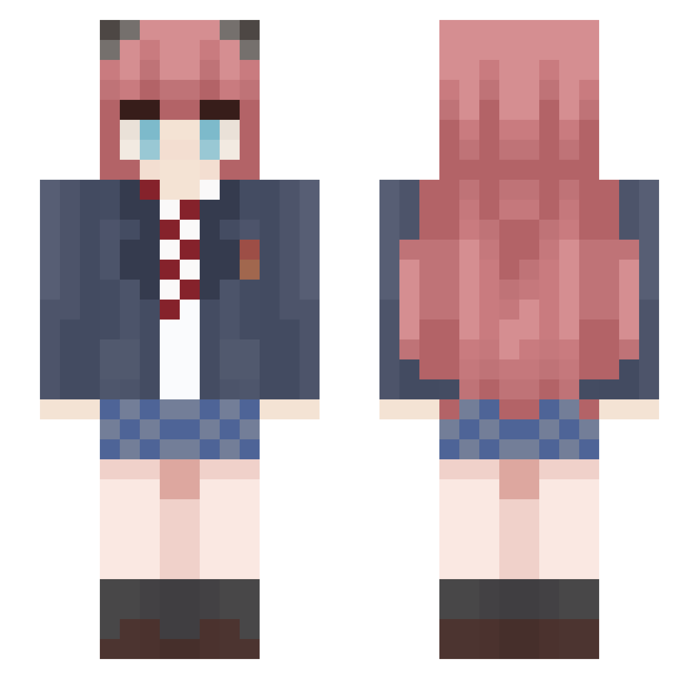 Tamade__Chiyu Minecraft skin, front and back view