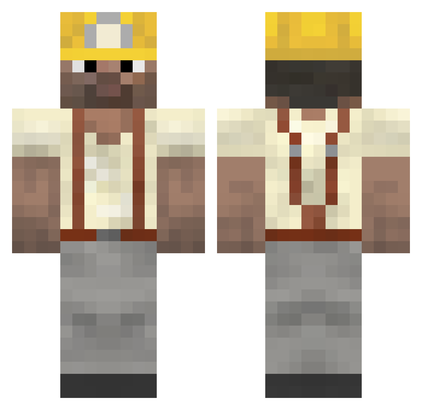 coweck Minecraft skin, front and back view