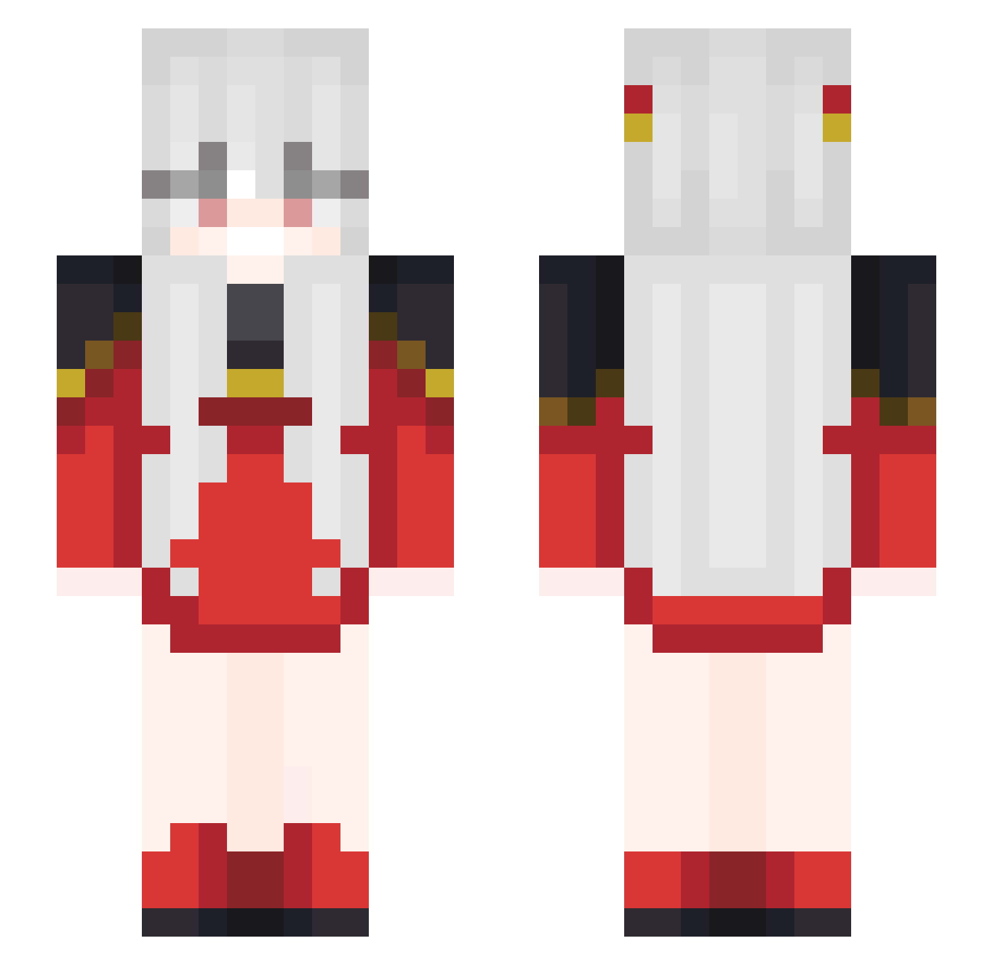 VTuber Minecraft skin, front and back view