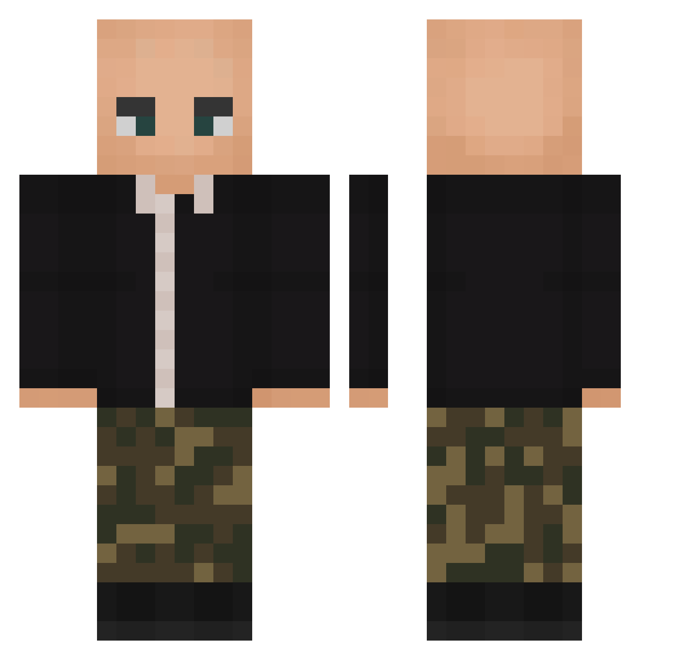 Precolonial Minecraft skin, front and back view