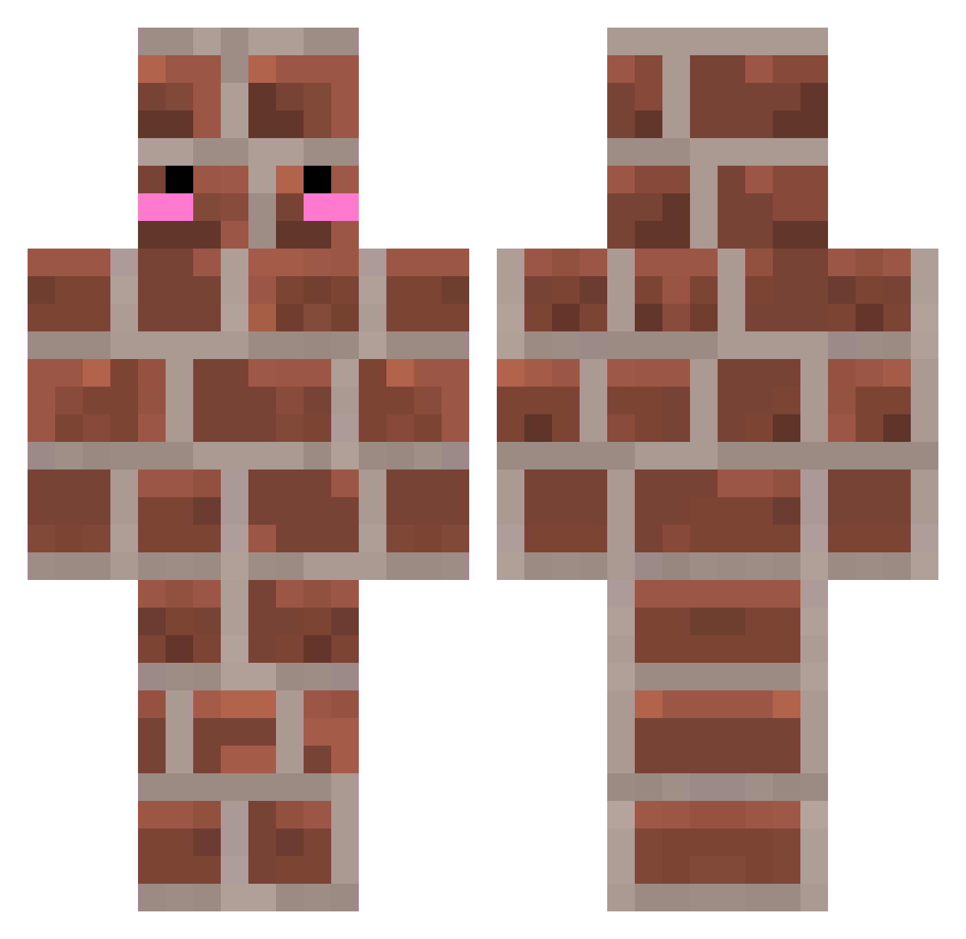 RebocoChan Minecraft skin, front and back view