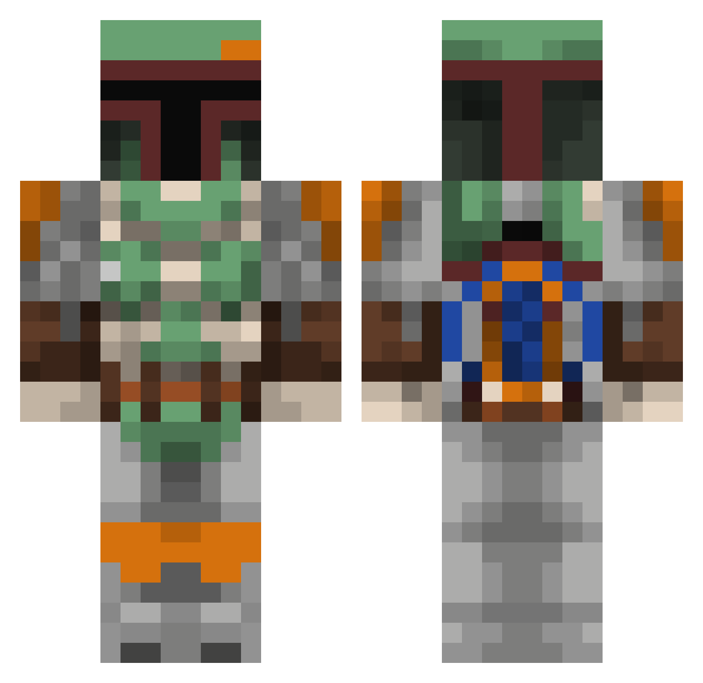 sarlac Minecraft skin, front and back view