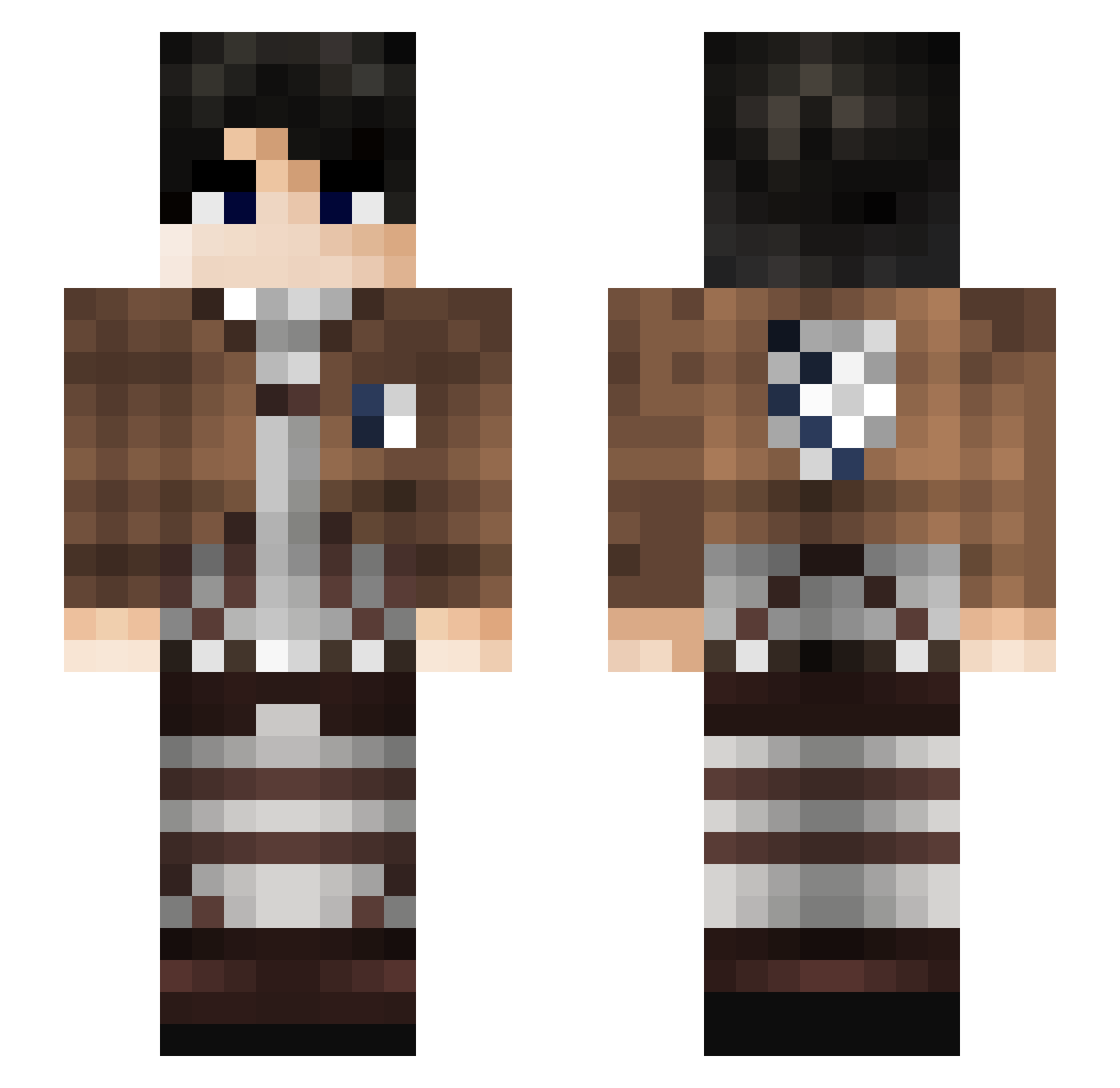 Moki Minecraft skin, front and back view