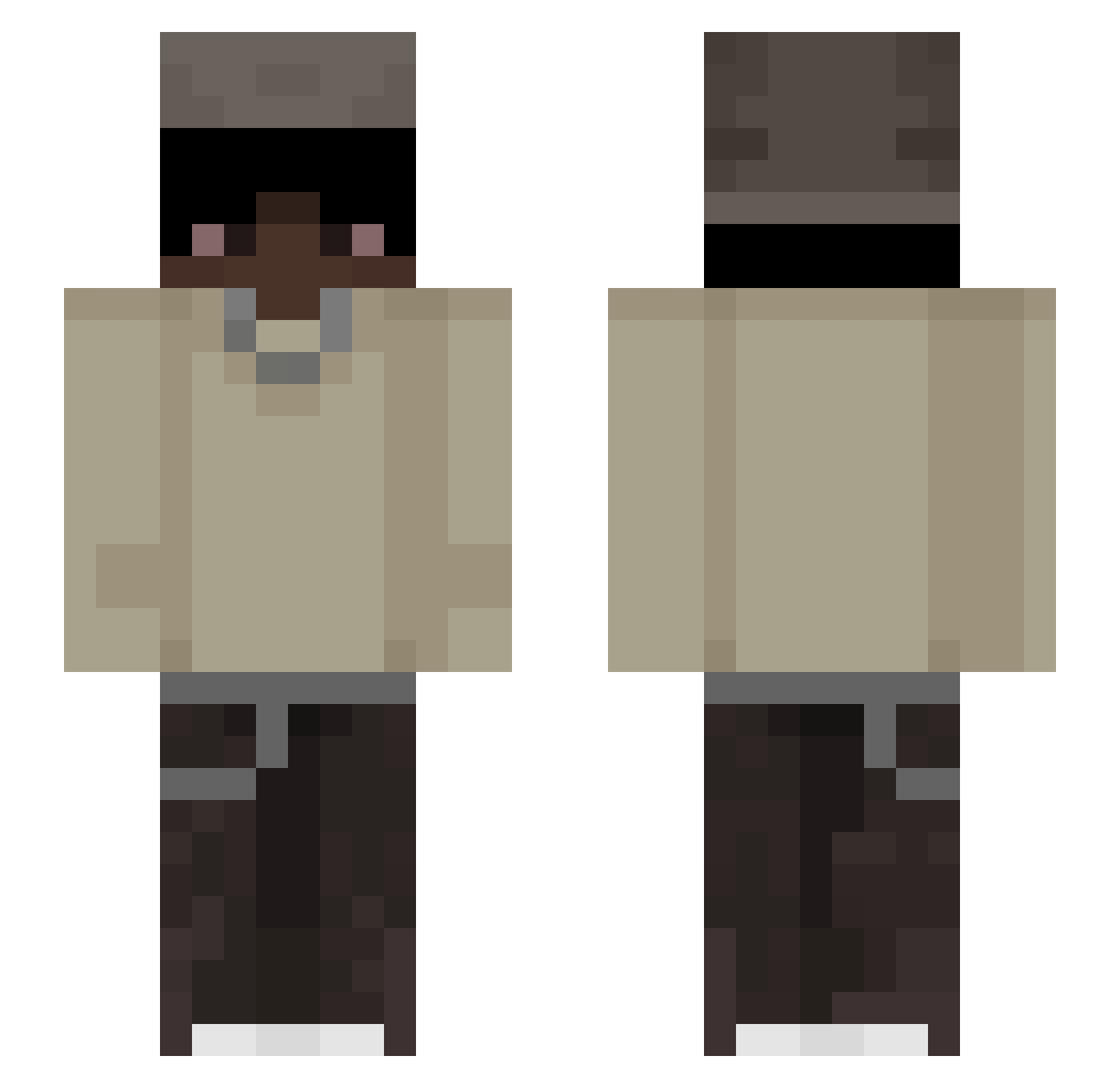 bobbstrr Minecraft skin, front and back view