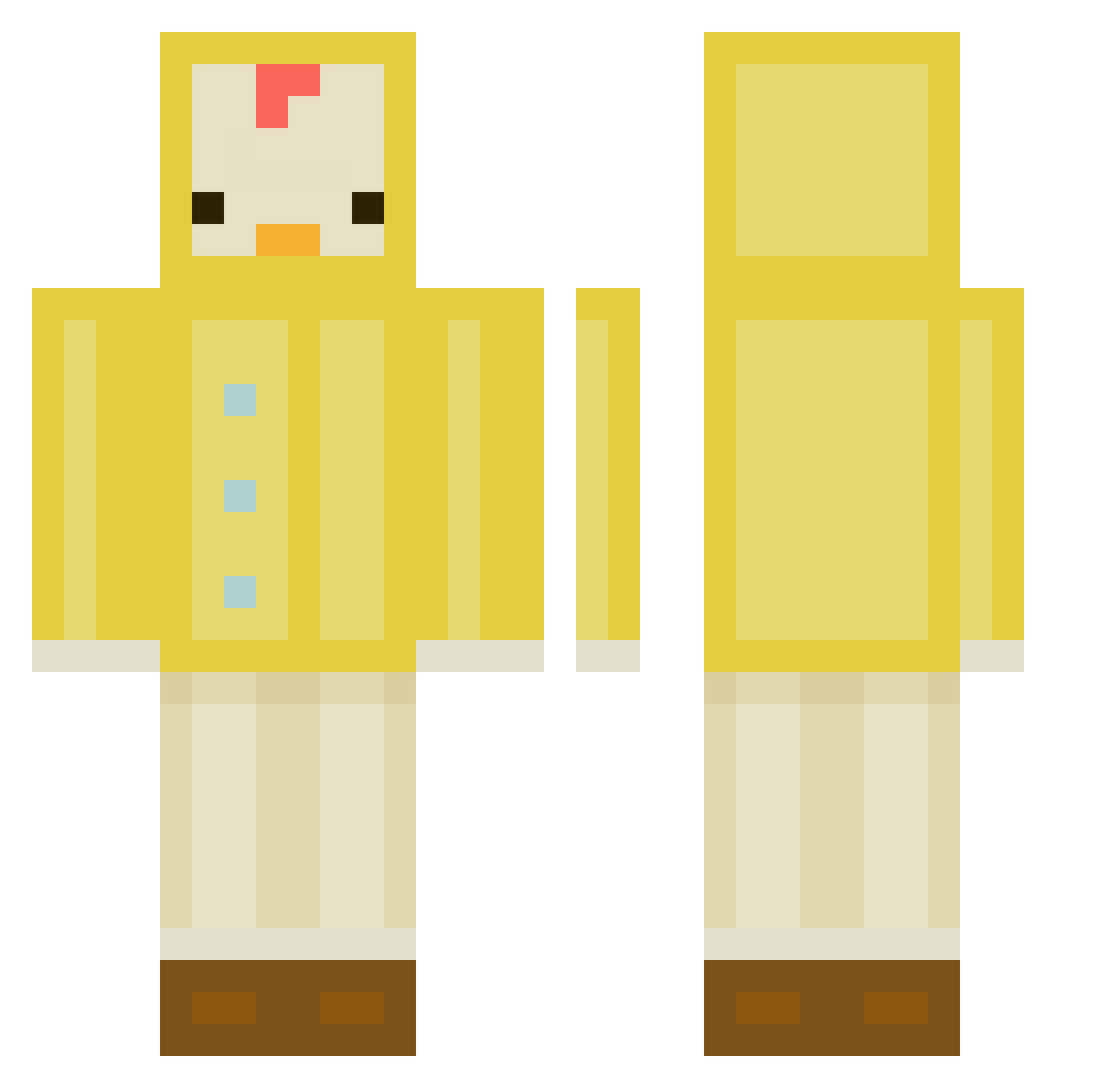 Polaroids Minecraft skin, front and back view