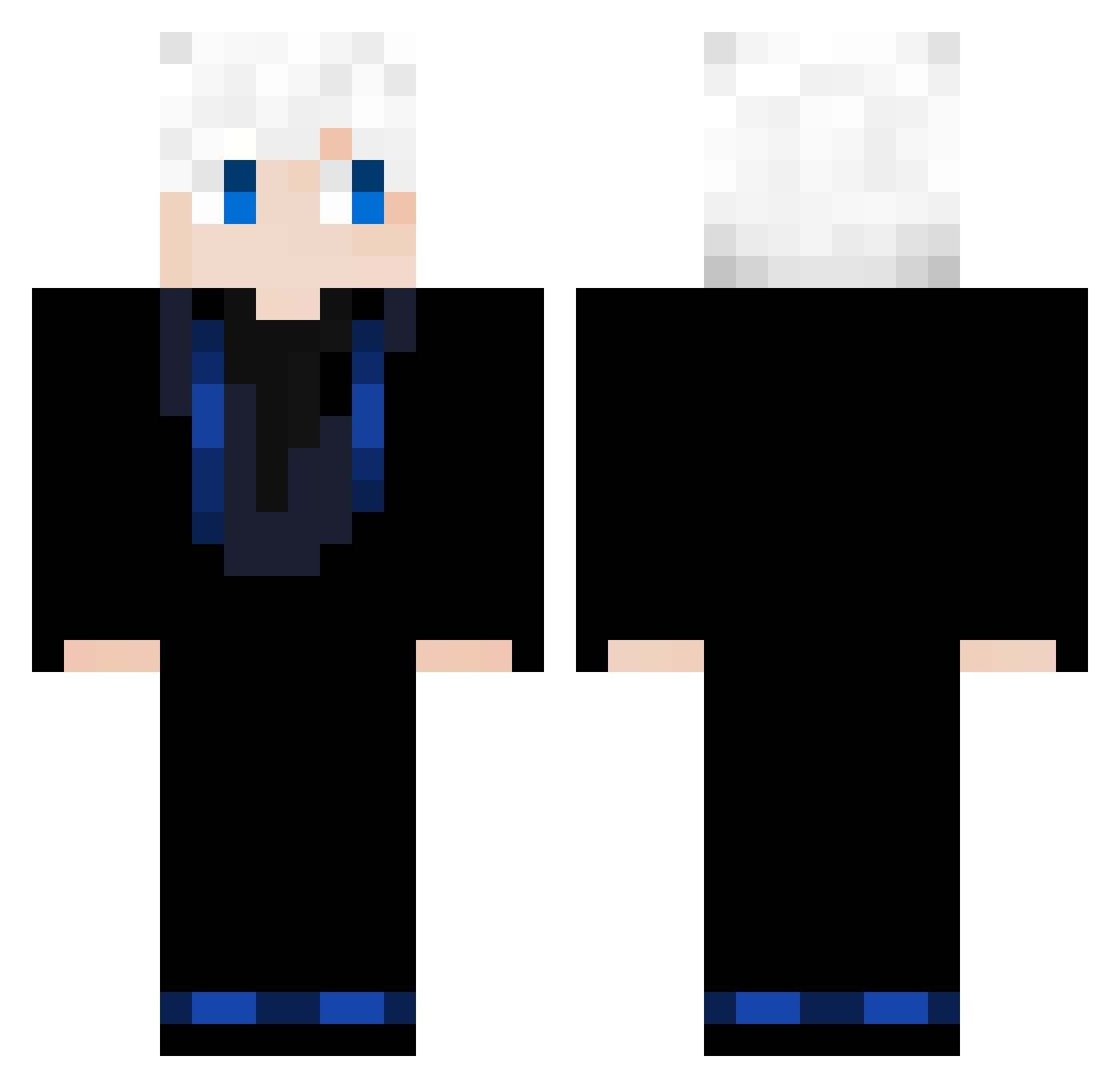Glocc Minecraft skin, front and back view