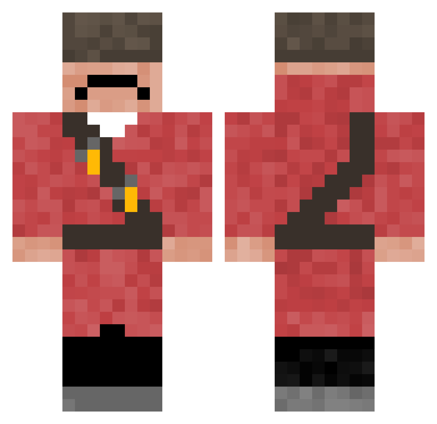 SoyBoyAndy Minecraft skin, front and back view