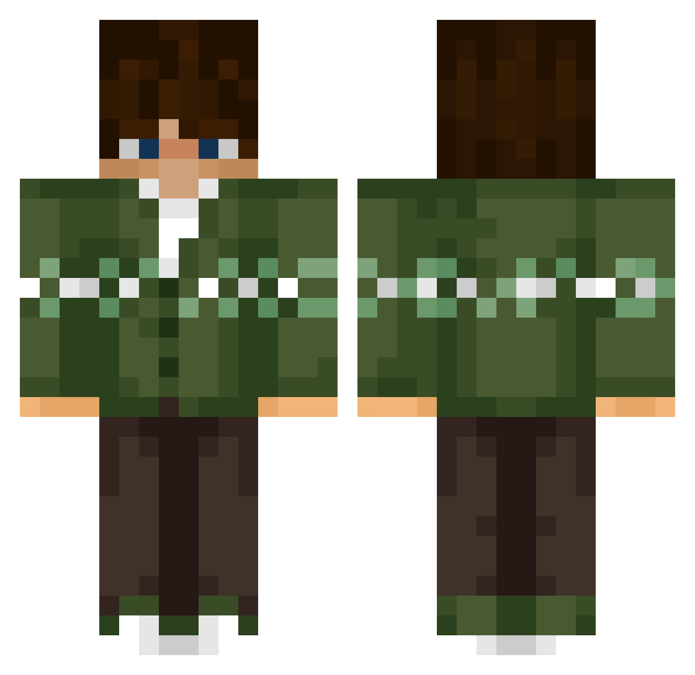 QuickSam Minecraft skin, front and back view
