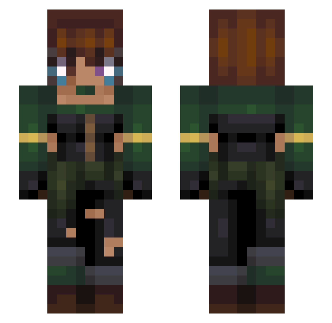 ConfusedPup Minecraft skin, front and back view