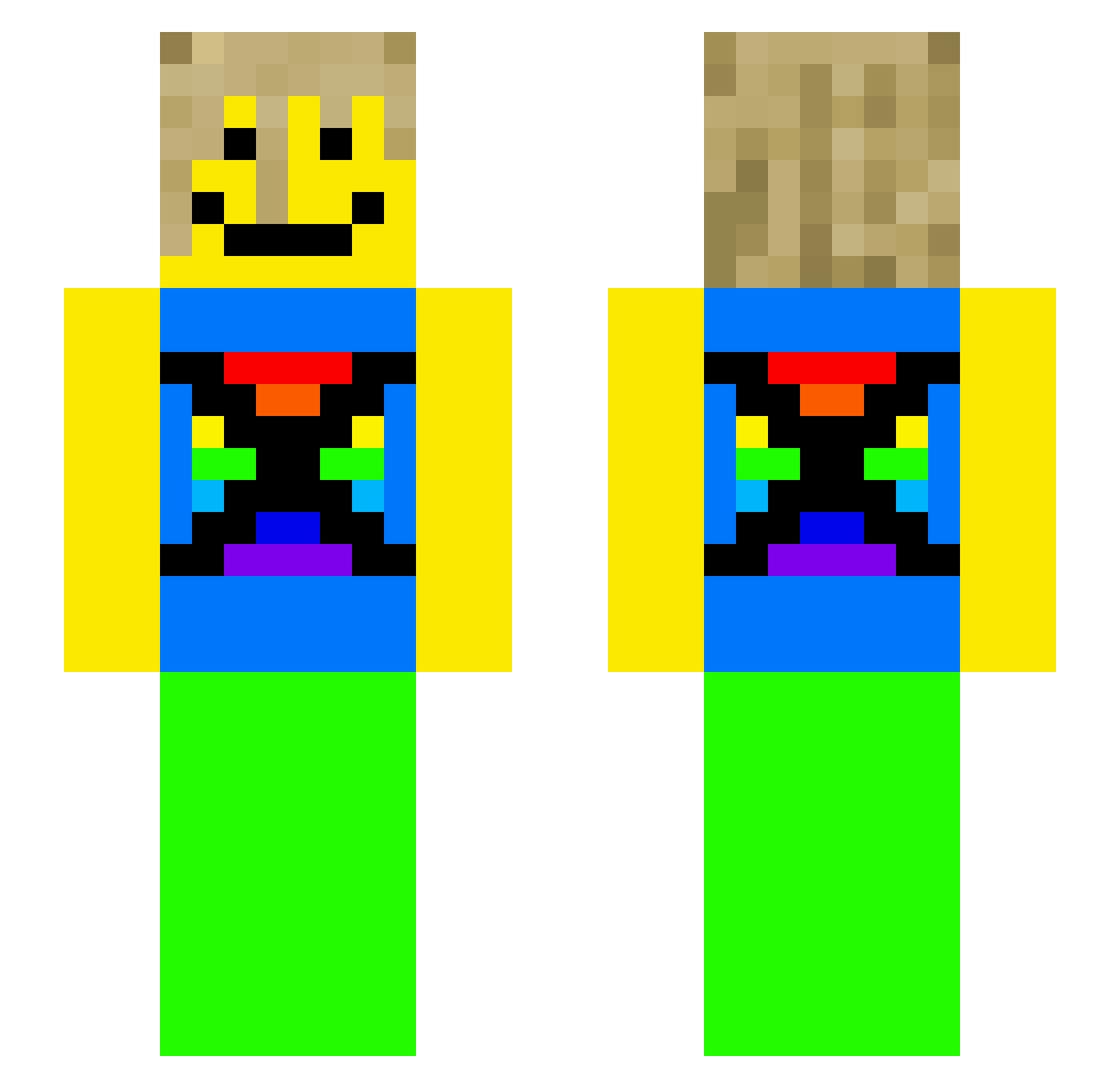 wnga Minecraft skin, front and back view