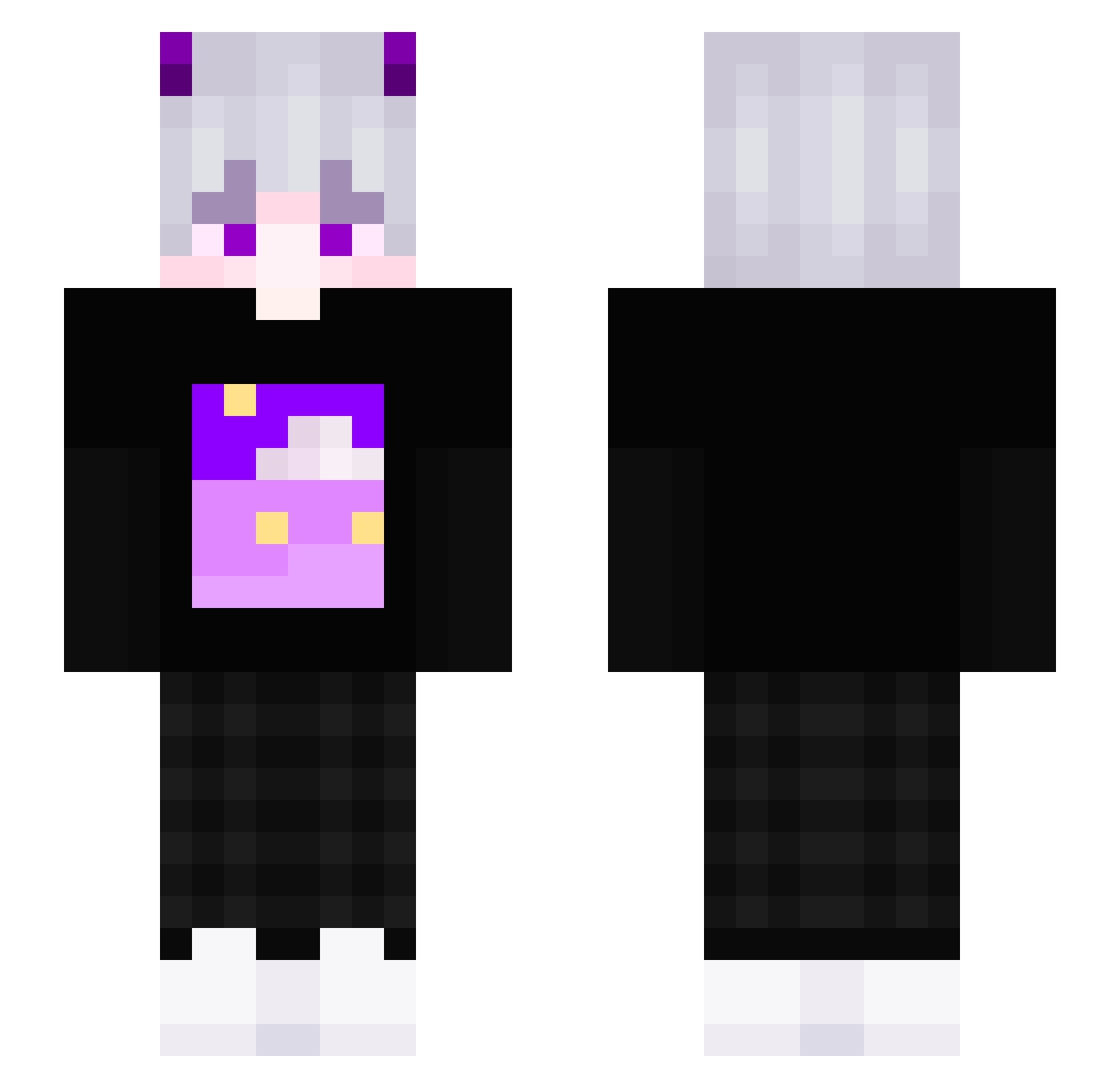 Civetcat Minecraft skin, front and back view