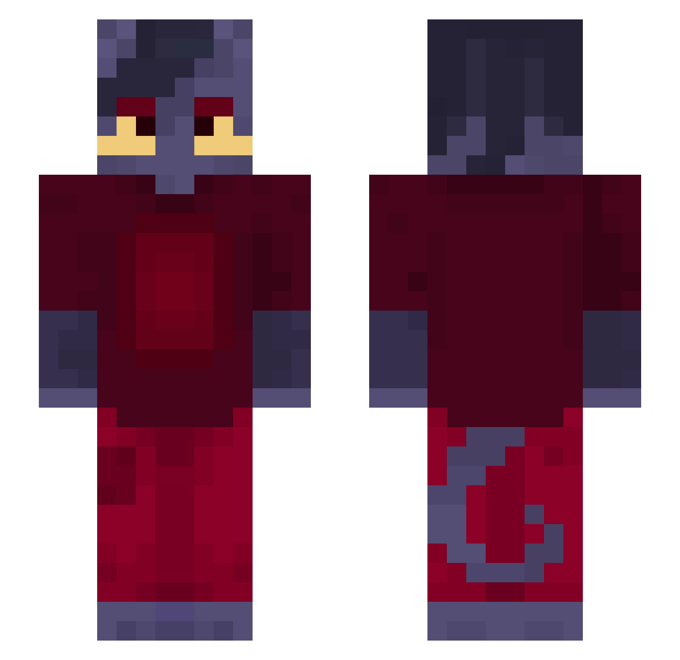 UsrSpace Minecraft skin, front and back view