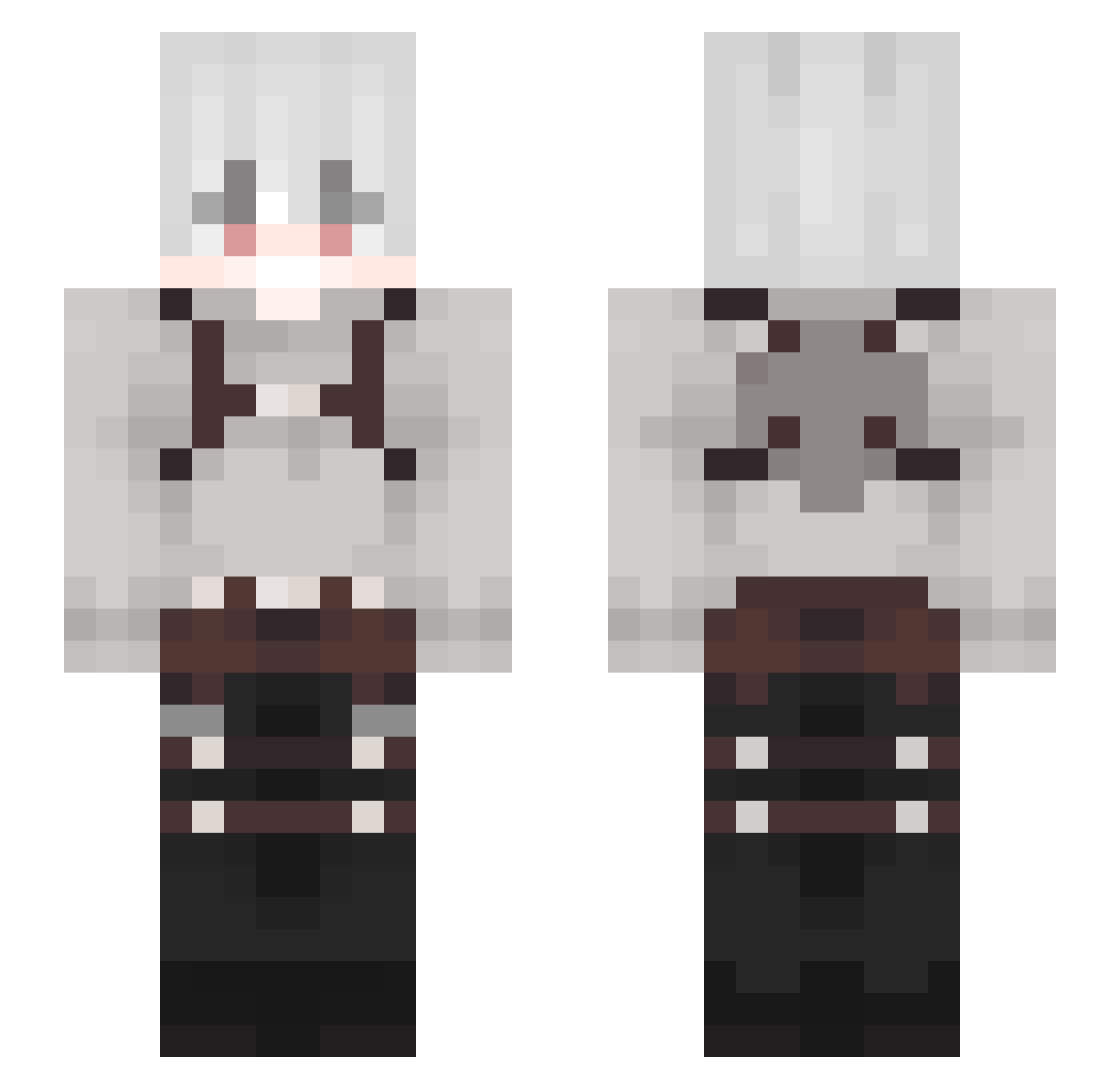 Pimppivoide Minecraft skin, front and back view