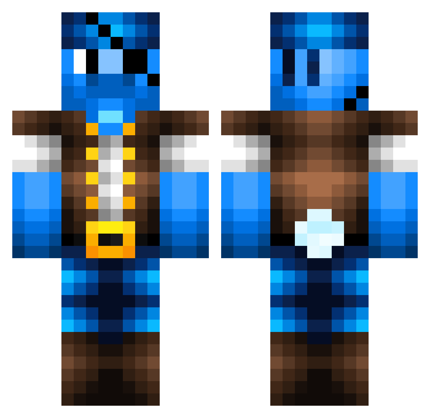 SeaTrainer Minecraft skin, front and back view