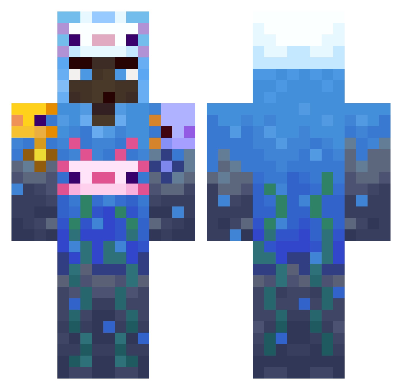 Obser22 Minecraft skin, front and back view