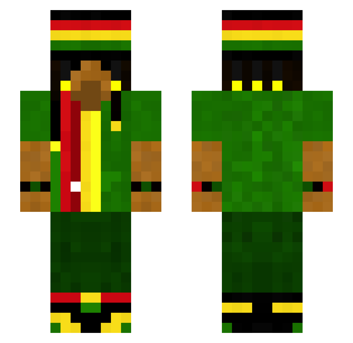 Anxz7 Minecraft skin, front and back view