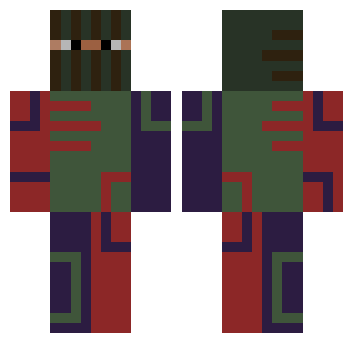 Coringao Minecraft skin, front and back view