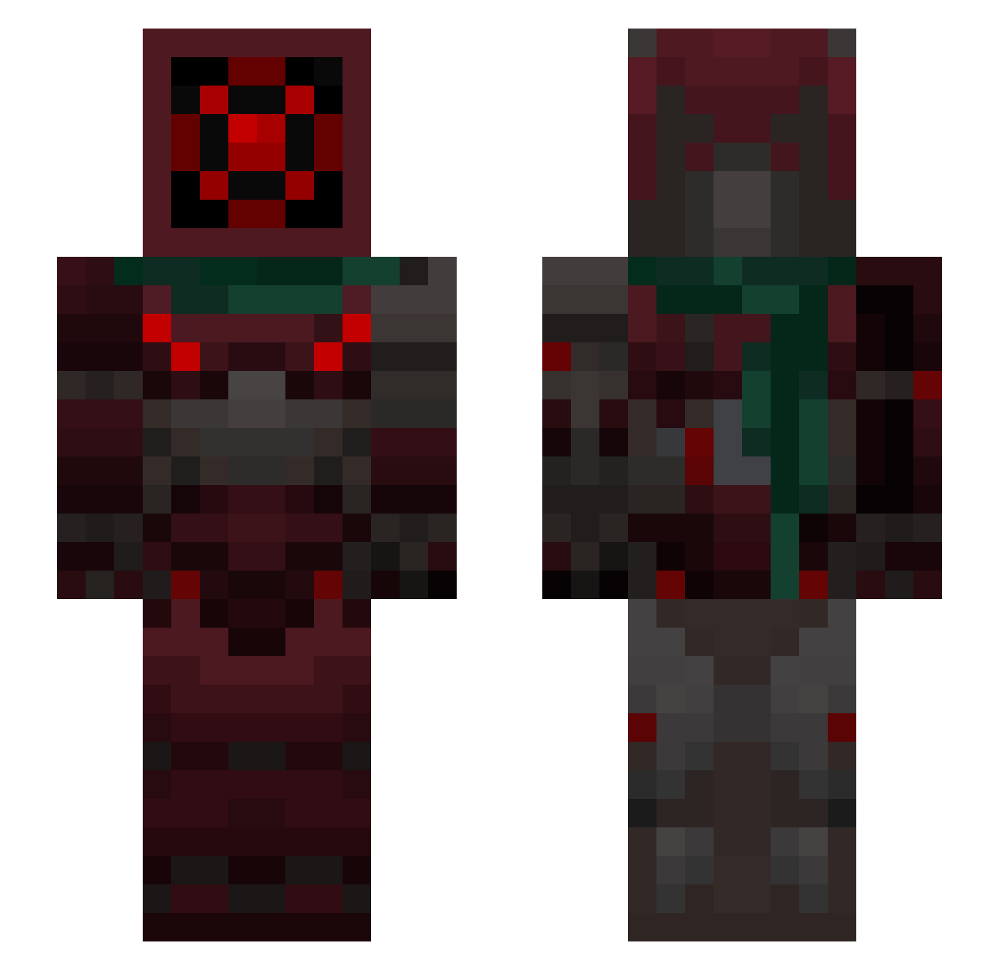 Rhyvixx Minecraft skin, front and back view