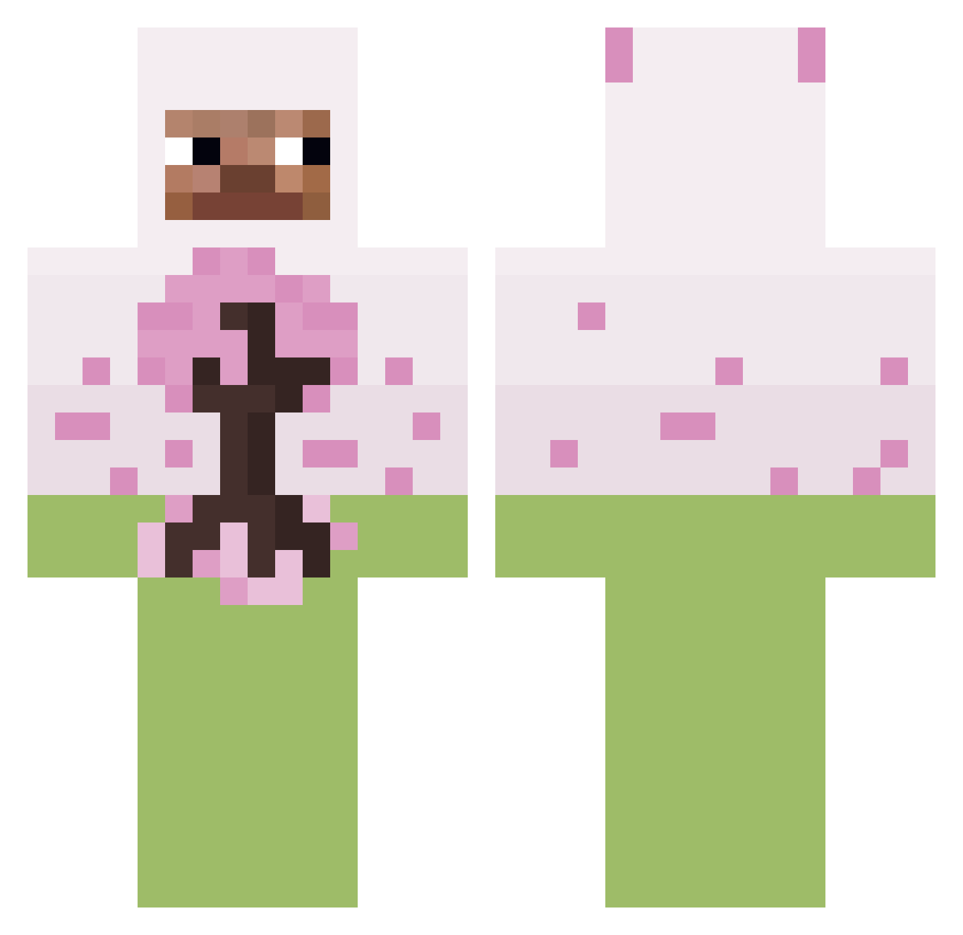 bakelite Minecraft skin, front and back view