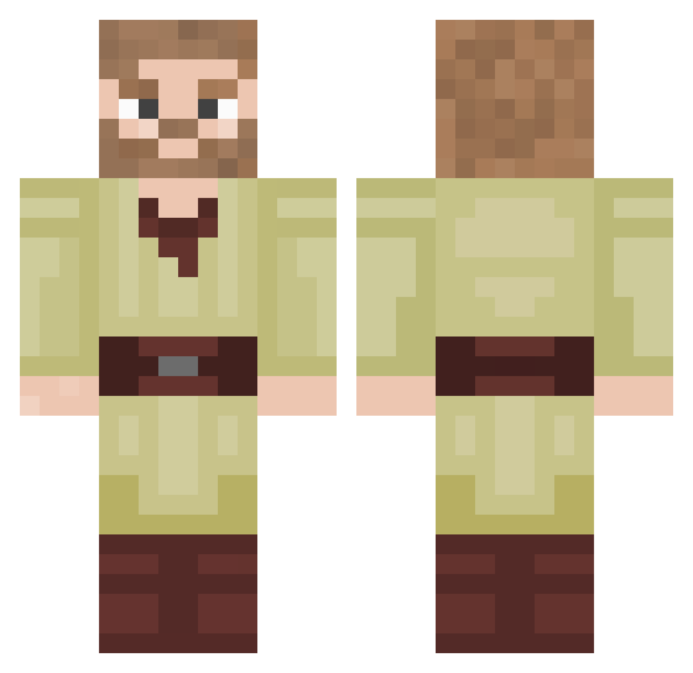 destructosaure Minecraft skin, front and back view