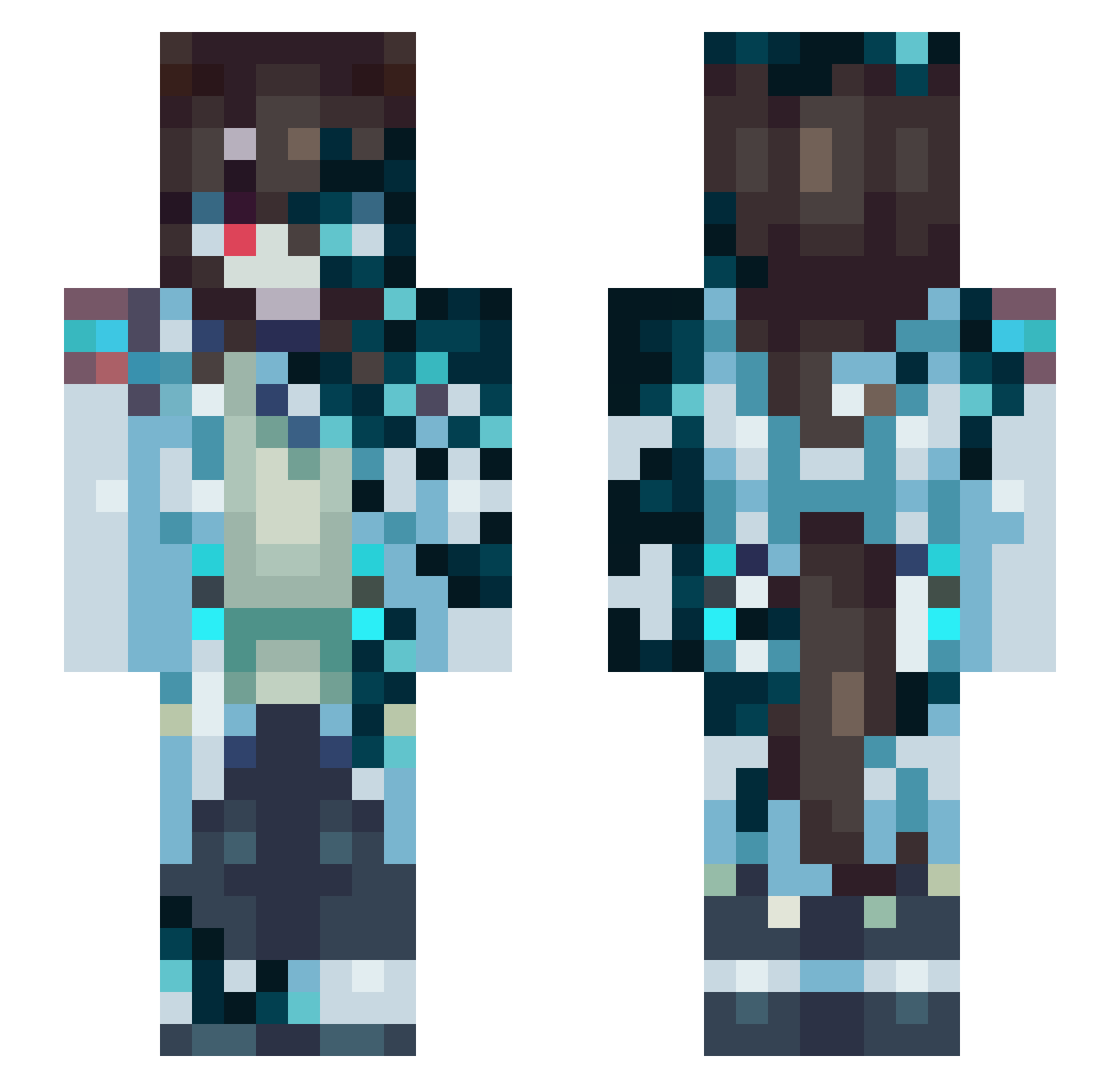 JJneedssleep Minecraft skin, front and back view