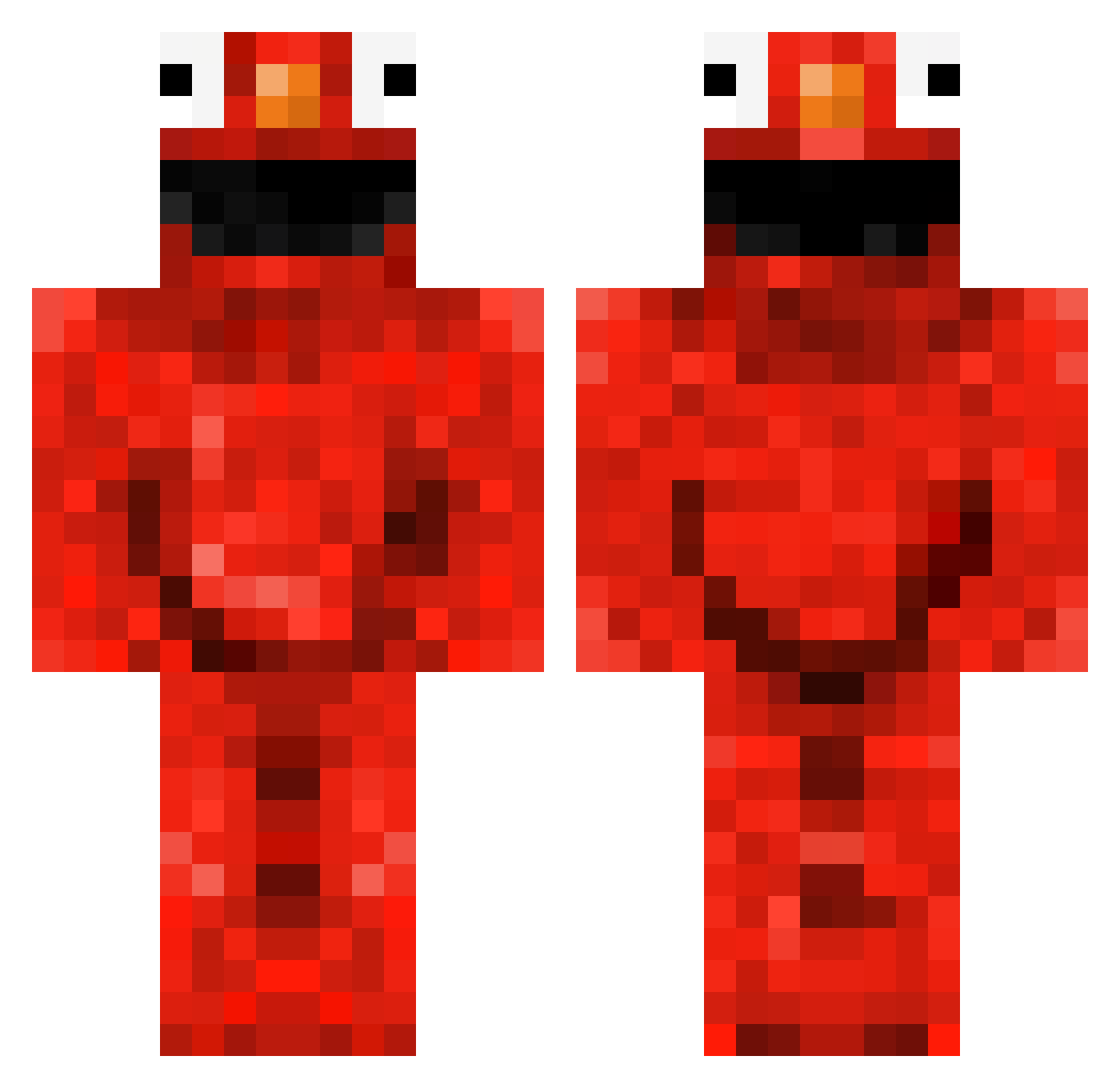 ELM0World Minecraft skin, front and back view