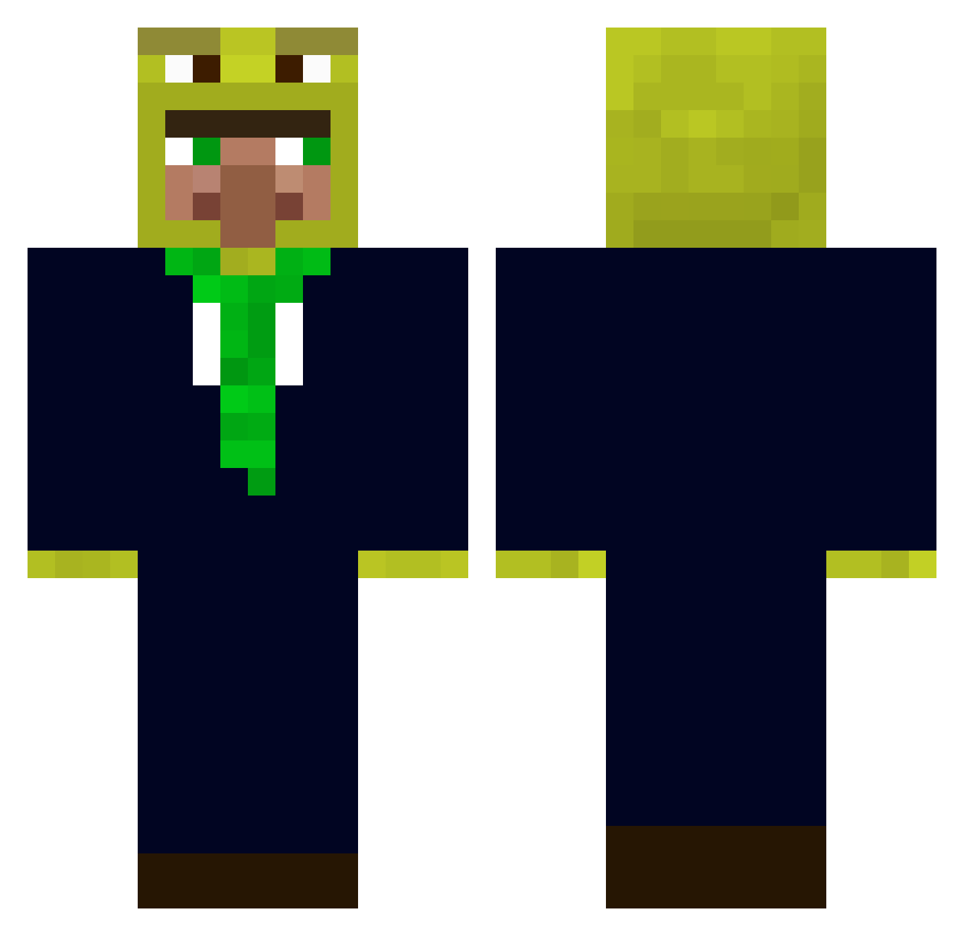 Shreksecutioner Minecraft skin, front and back view