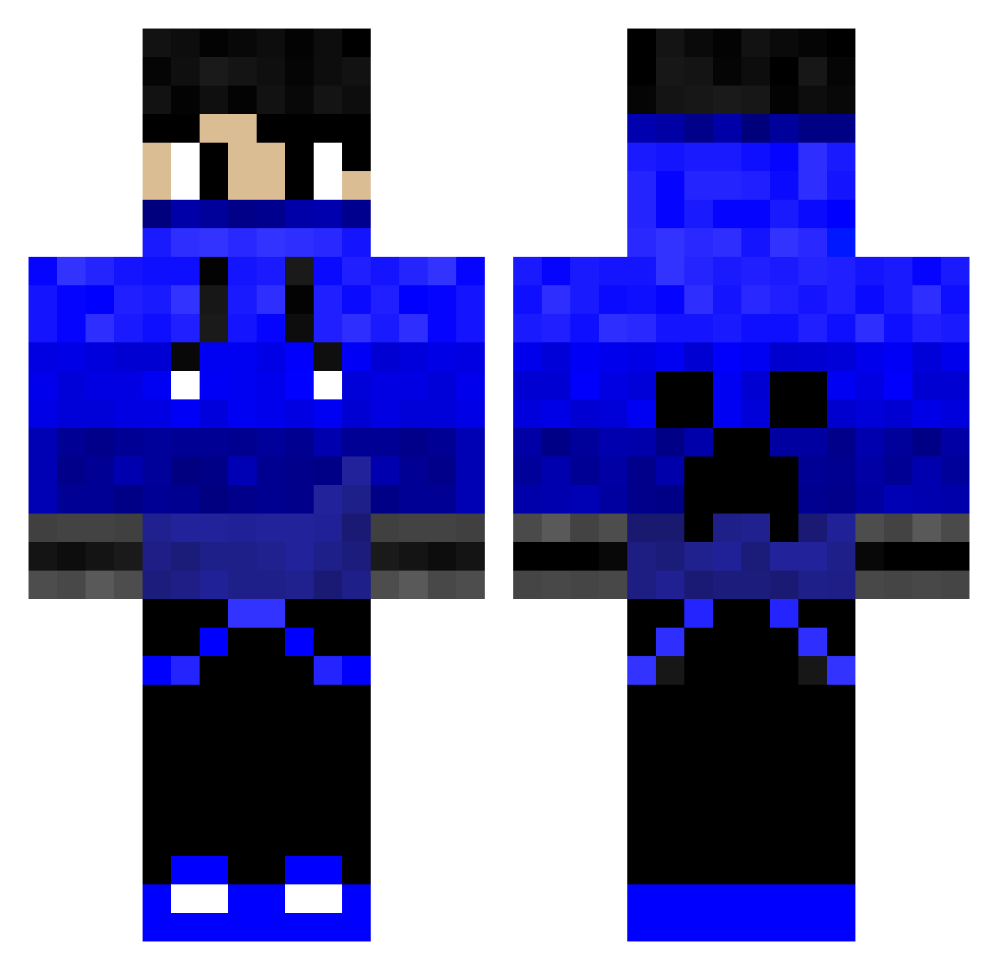Rasperised Minecraft skin, front and back view