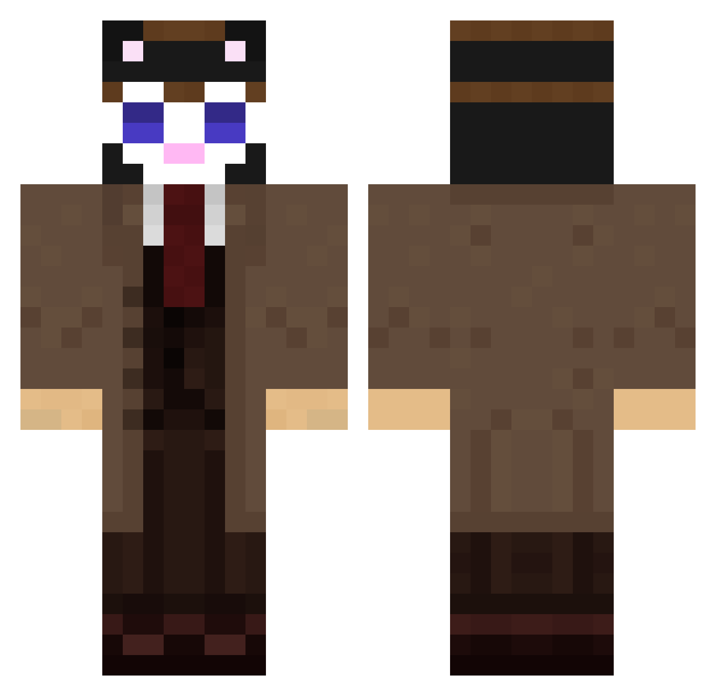 QbTheQt Minecraft skin, front and back view