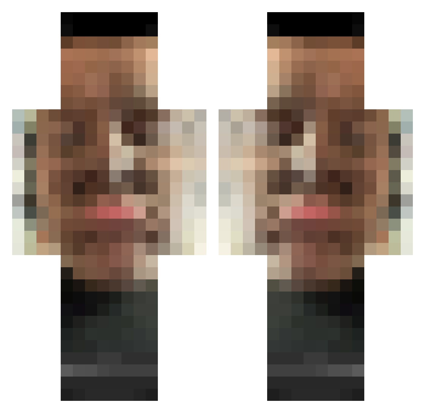 Siwsonex Minecraft skin, front and back view