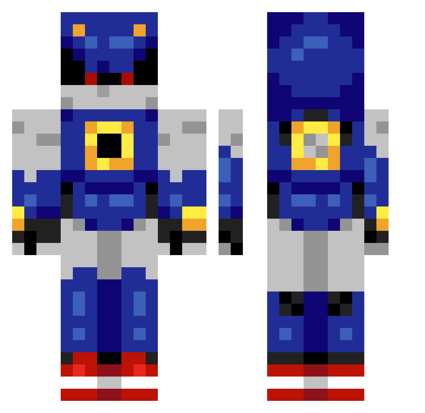 SqueezieGaming67 Minecraft skin, front and back view
