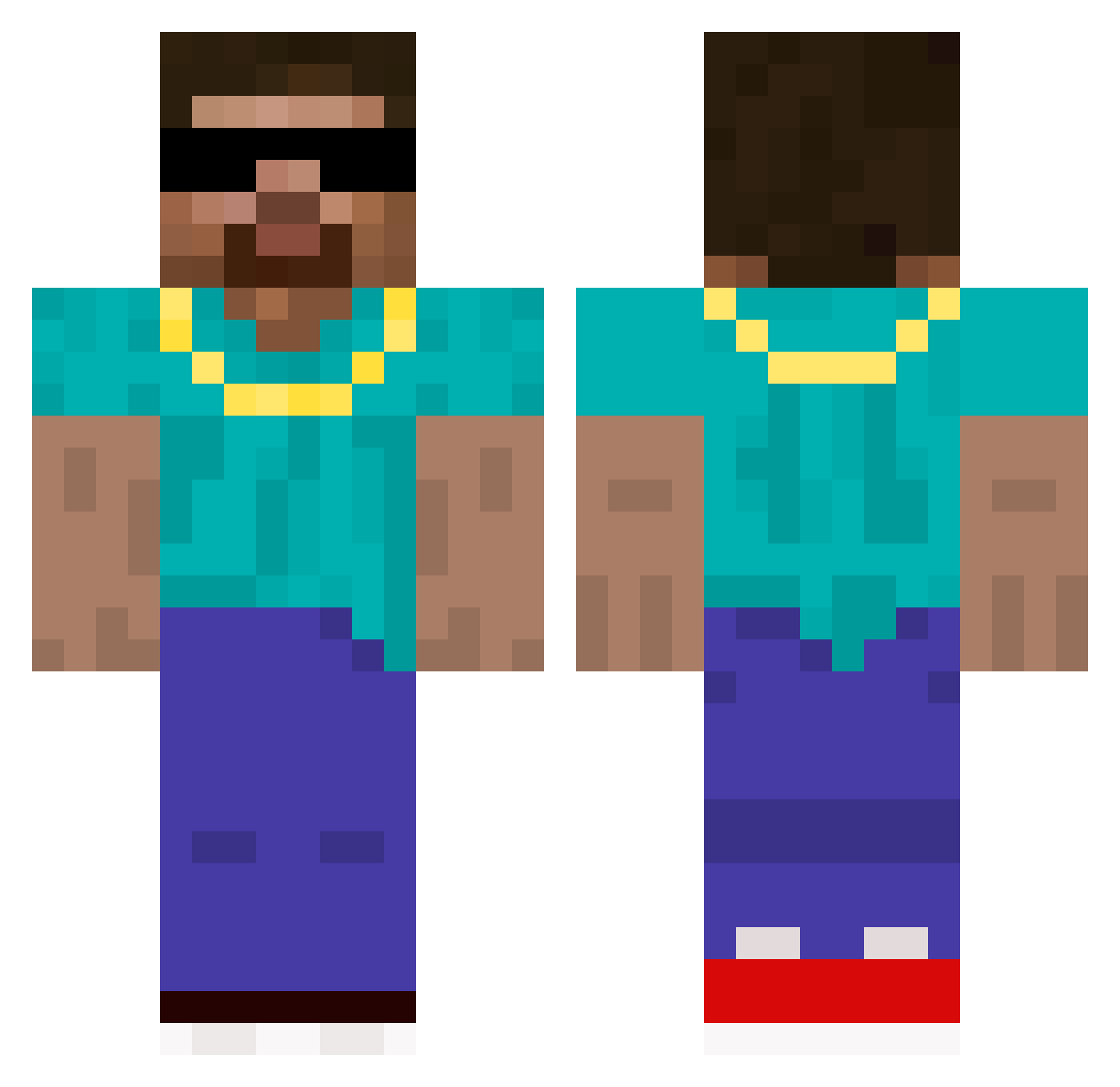 BobbyBlobbie Minecraft skin, front and back view