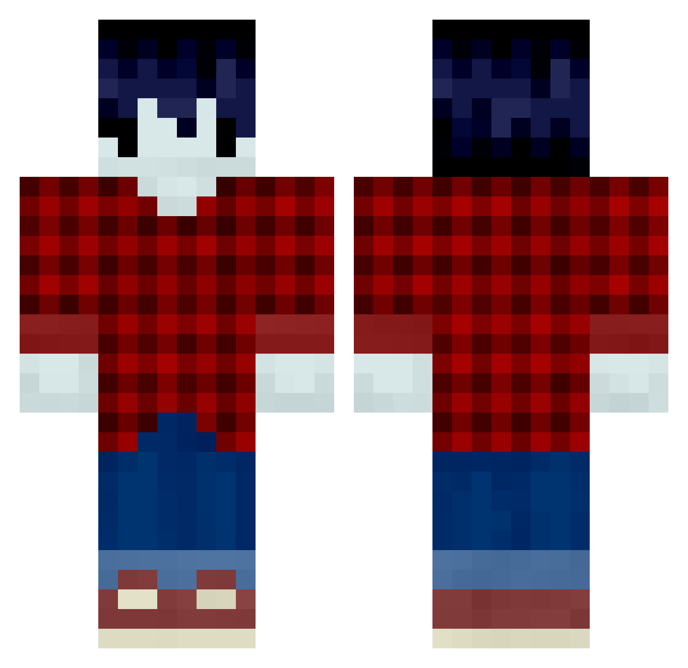 stepven Minecraft skin, front and back view