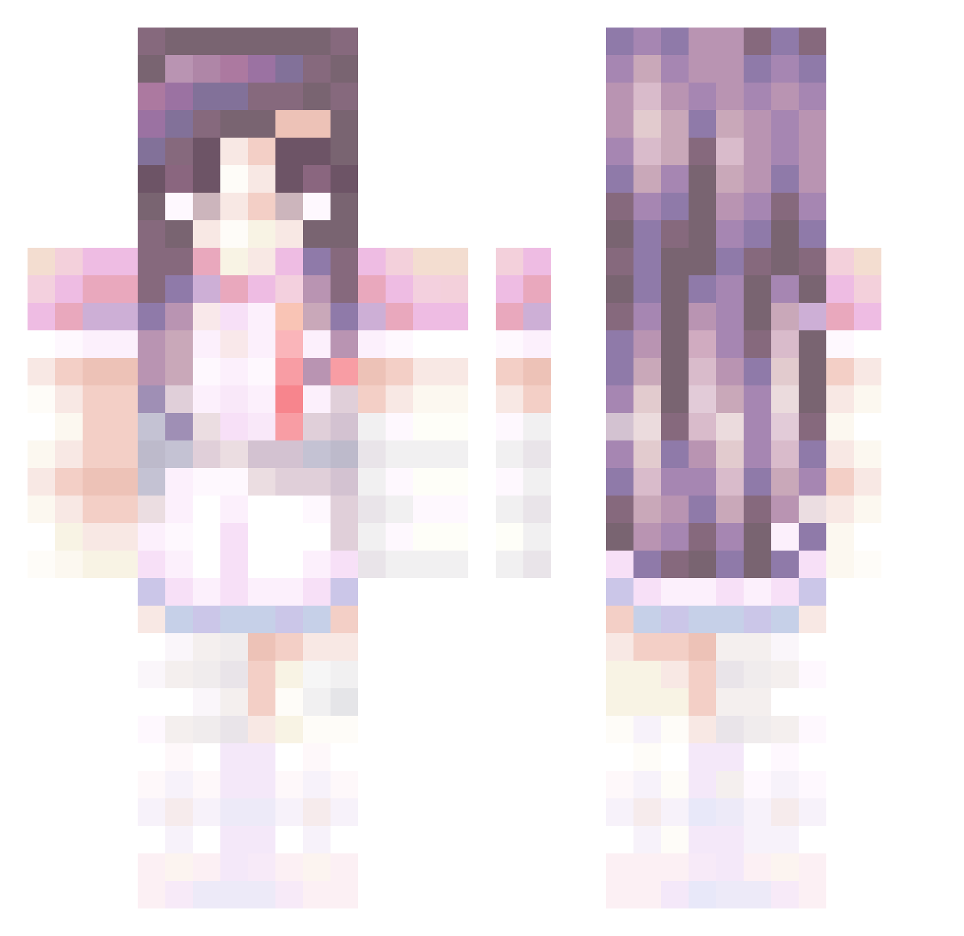 Lunajeska Minecraft skin, front and back view