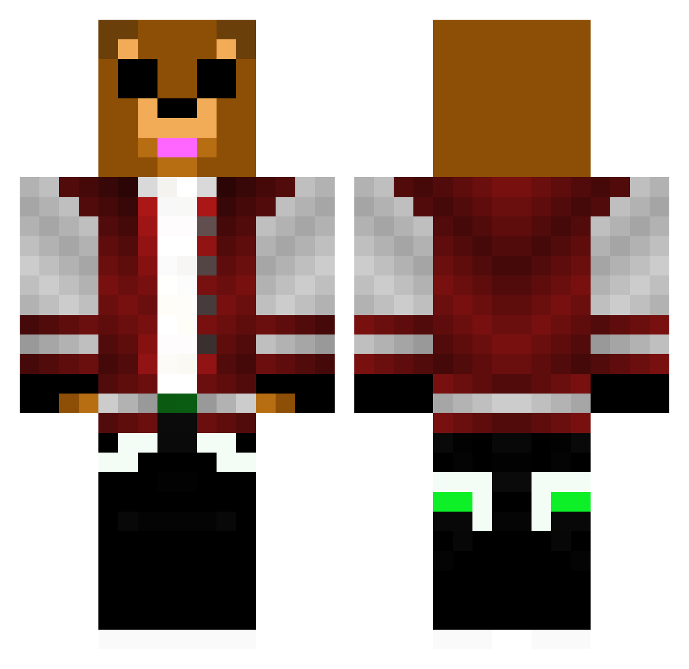 chuting Minecraft skin, front and back view