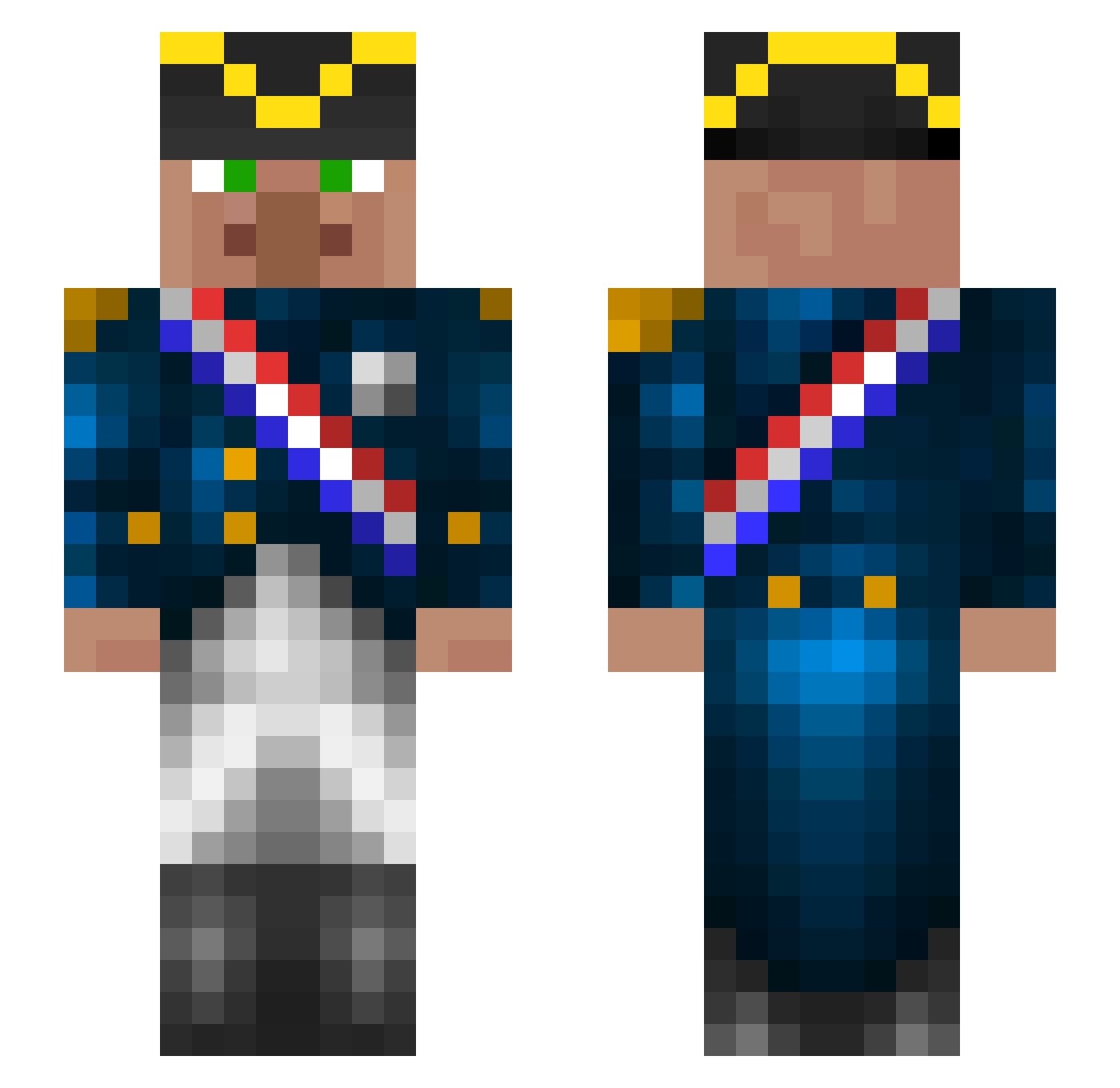 Yirn Minecraft skin, front and back view