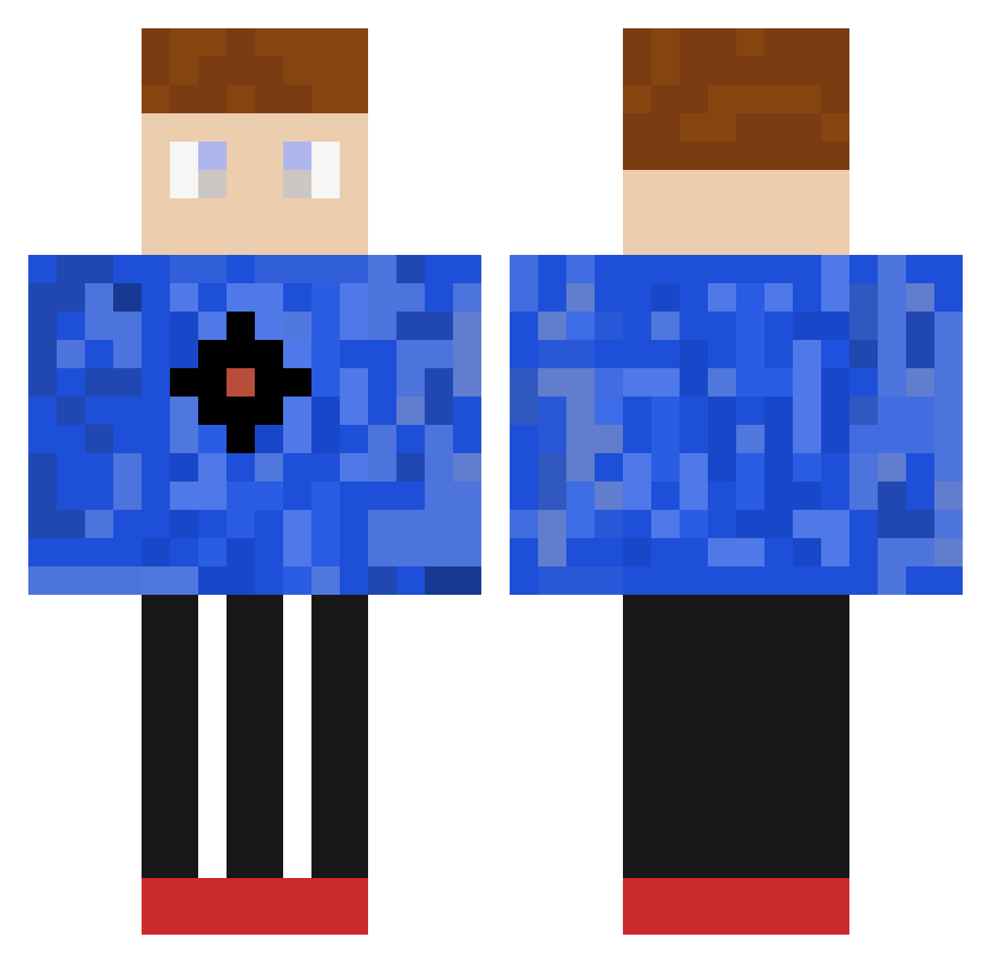 Rblx Minecraft skin, front and back view