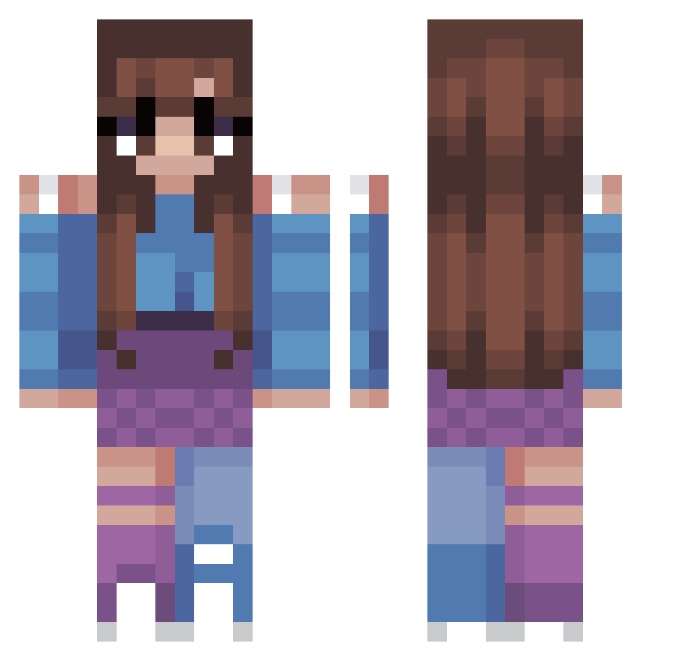 WaterBubblez Minecraft skin, front and back view