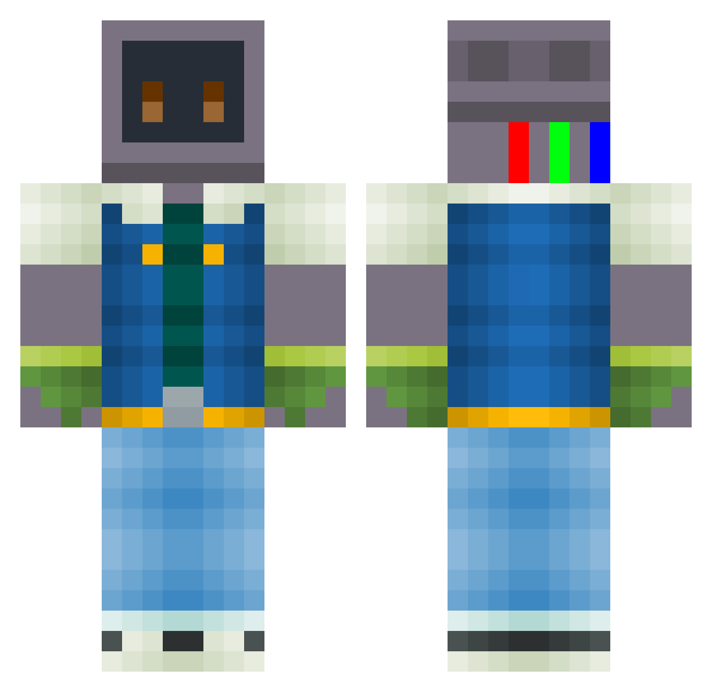 desmelik Minecraft skin, front and back view