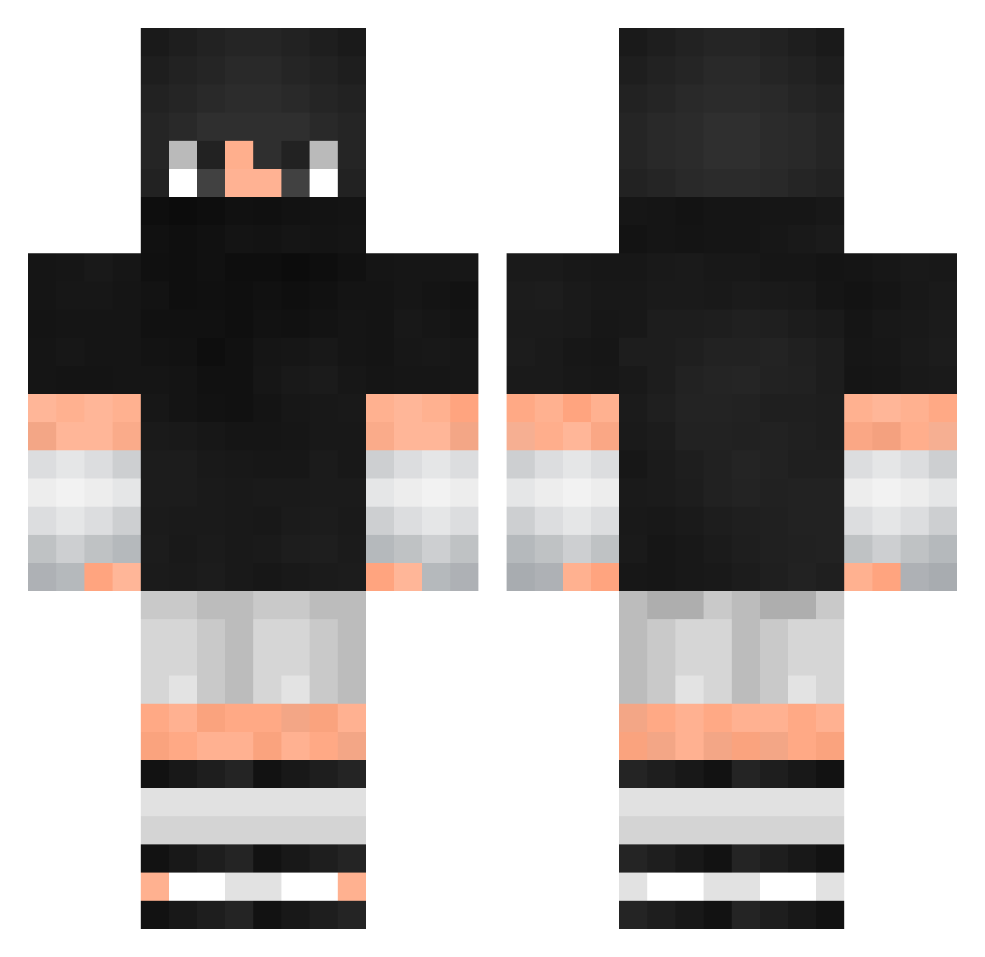 Powerzao Minecraft skin, front and back view