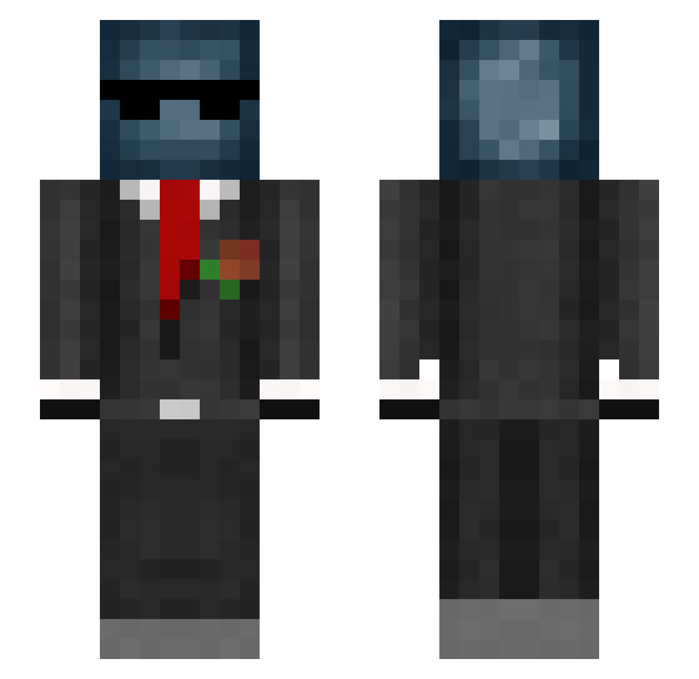 Squid1er Minecraft skin, front and back view