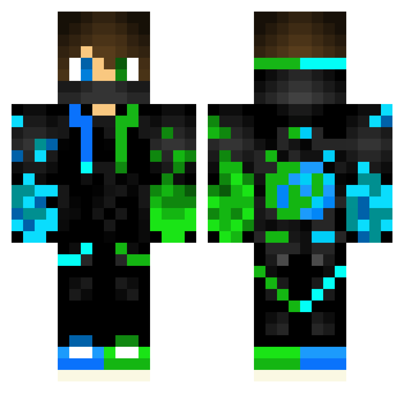 Yayath1 Minecraft skin, front and back view