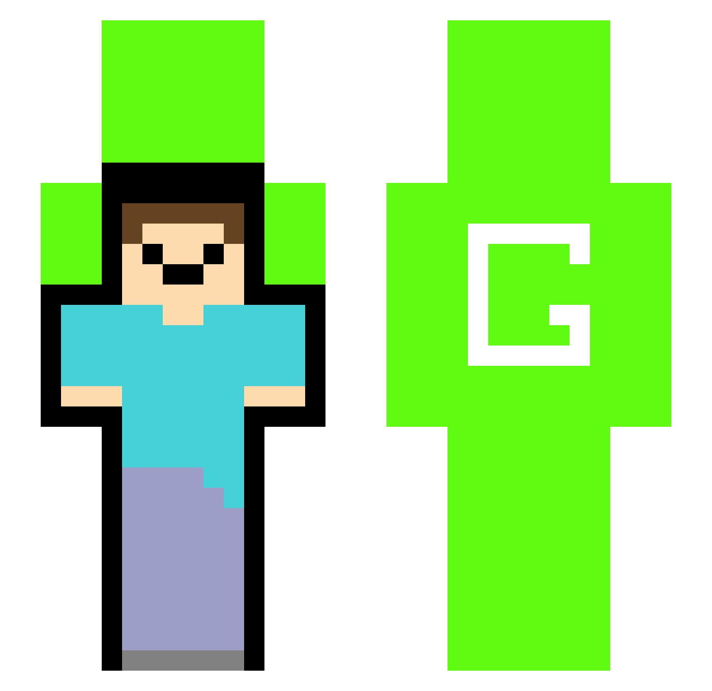 PvtSteve Minecraft skin, front and back view